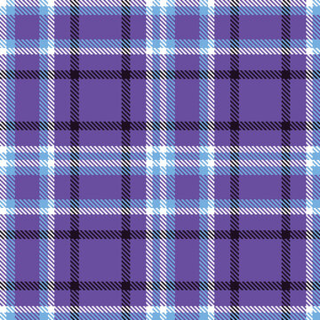 Pastel blurple Tartan patterns fabric texture. Timeless Vivid white Seamless Tartan