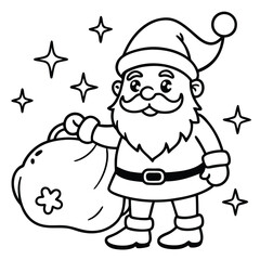 Cute Santa Claus Carrying Gift Bag – Christmas Coloring Page Art