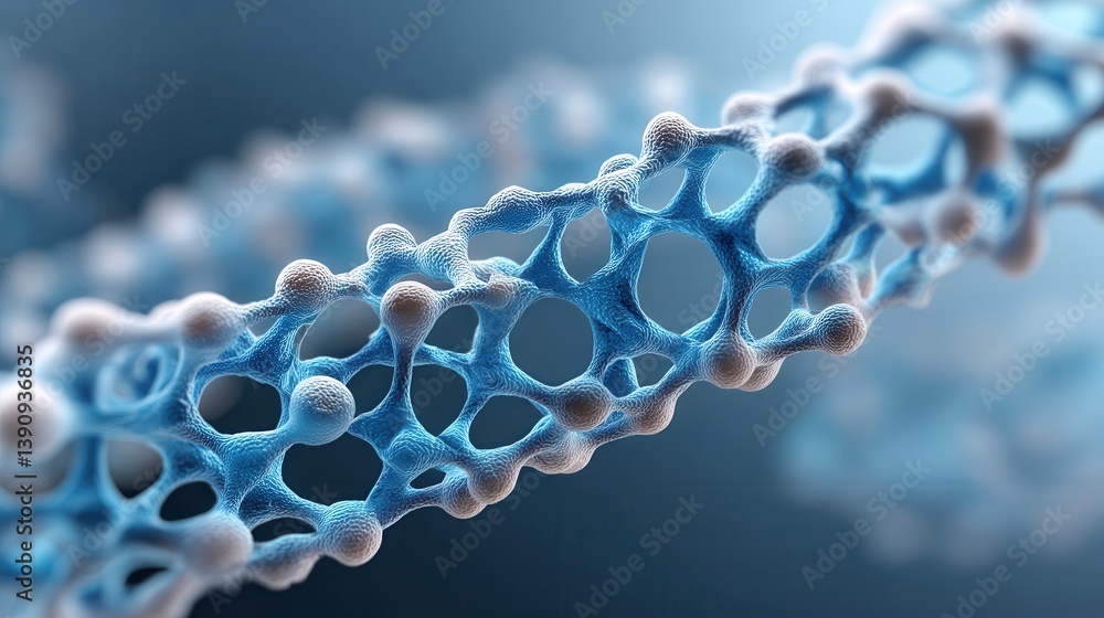 Poster synthetic biology dna future science concept. abstract molecular structure with intricate patterns i