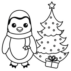 Obraz premium Cute cartoon vector snowman with a broom and champagne celebrates the winter holiday on a snowy white background