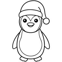 Penguin cartoon animal vector illustration of a cute baby penguin character with a big smile coloring page
