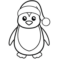 Fototapeta premium Penguin cartoon animal vector illustration of a cute baby penguin character with a big smile coloring page