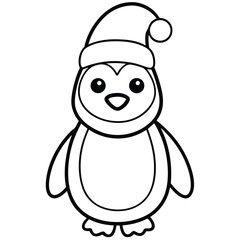 Penguin cartoon animal vector illustration of a cute baby penguin character with a big smile coloring page