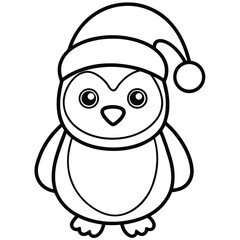 Penguin cartoon animal vector illustration of a cute baby penguin character with a big smile coloring page