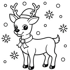 Christmas Reindeer Coloring Page | Cute Holiday Printable for Kids
