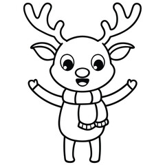 reindeer cartoon giraffe, a cute mammal illustration like a happy reindeer character,  a holiday fun coloring page