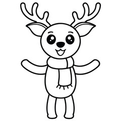 Fototapeta premium reindeer cartoon giraffe, a cute mammal illustration like a happy reindeer character, a holiday fun coloring page