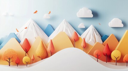 Autumn Mountain Landscape Illustration