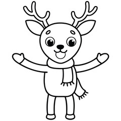 reindeer cartoon giraffe, a cute mammal illustration like a happy reindeer character,  a holiday fun coloring page