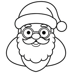 Cartoon Santa Claus character with a hat for xmas holiday celebration coloring page