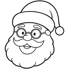 Cartoon Santa Claus character with a hat for xmas holiday celebration coloring page