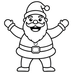Cartoon Santa Claus character with a hat for xmas holiday celebration coloring page