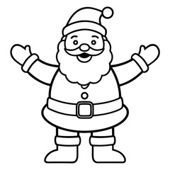 Cartoon Santa Claus character with a hat for xmas holiday celebration coloring page