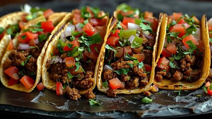 National Taco Day delicious tacos with toppings, October 4th