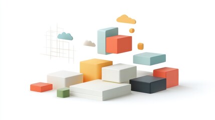 Colorful 3D Blocks Abstract Composition