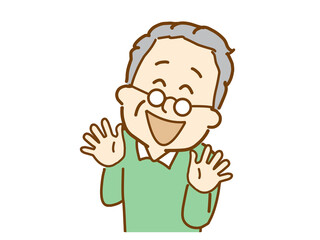 笑顔の高齢者、コミュニケーションをとる