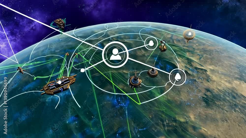 Poster rival ai ships engage in laser battle in deep space generative ai