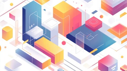 Colorful abstract isometric city design