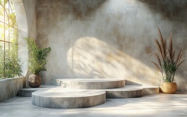 Minimalist Abstract Background for Product Display Showcase with Soft Lighting and Gentle Shadows