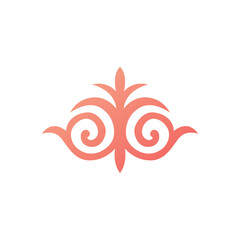 Traditional Kyrgyz ornamental design with ethnic swirls in a minimal gradient style. Perfect for cultural or decorative use. Nomad art on white background.