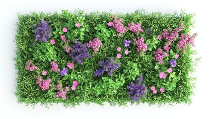 Rectangular flower bed design with vibrant blooms