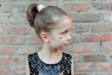 A happy girl in an elegant black dress. Stylish and fashion concept, Helloween
