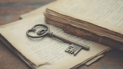 Unlocking secrets vintage key set on aged book antique setting artistic exploration