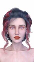 Naklejka premium 女性の顔アップ 3DCGレンダリング