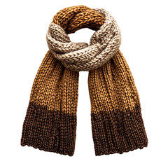 Stylish Knit Scarf in Earthy Tones Isolated on Transparent Background