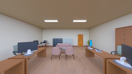 オフィス空間　3DCGレンダリング