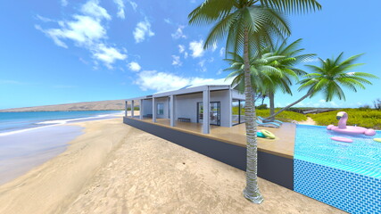 プール付き住宅　3DCGレンダリング