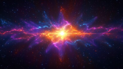 Cosmic Explosion of Colorful Neon Light Trails in Space with Elegant Flow and Dynamic Speed in a Dark Galaxy Background