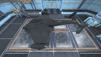 宇宙船格納庫　3DCGレンダリング © tsuneomp