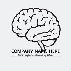 Brain illustration black and white for logo company vector image
