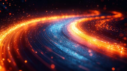 Neon Light Trails Dynamic Motion Abstract Composition with Vibrant Energy and Cosmic Connection