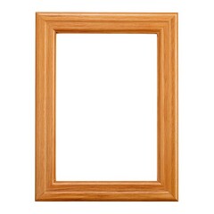 Simple light brown wooden picture frame isolated on white background