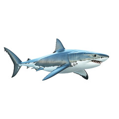 Great White Shark Swimming Forward Isolated on Transparent Background