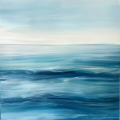 Fototapeta premium Gentle Ocean Waves Forming Smooth Ripples Blending Deep Blue Aqua Tones Illuminated By Soft Sunlight Ar 169