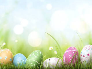easter eggs on grass