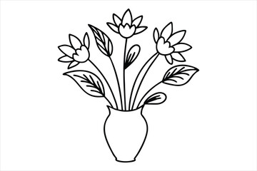 elegant floral arrangement in a vase single line art