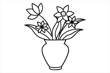 elegant floral arrangement in a vase single line art