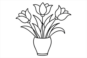 elegant floral arrangement in a vase single line art