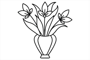 elegant floral arrangement in a vase single line art