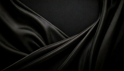 Draped black silk fabric