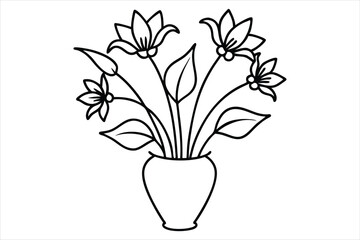 elegant floral arrangement in a vase single line art