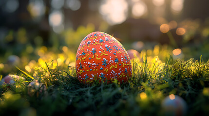 easter eggs on grass