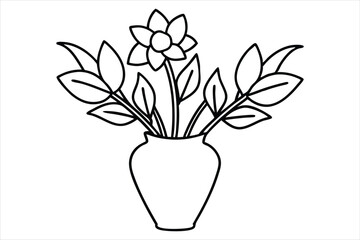 elegant floral arrangement in a vase single line art