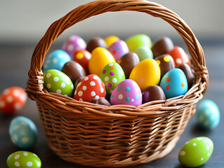 colorful easter eggs in basket
