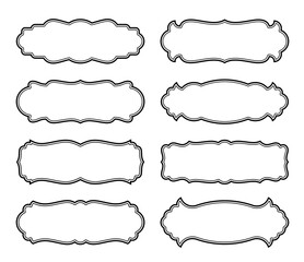 A set of simple vintage style frames, invitation labels, blank frame icons without text