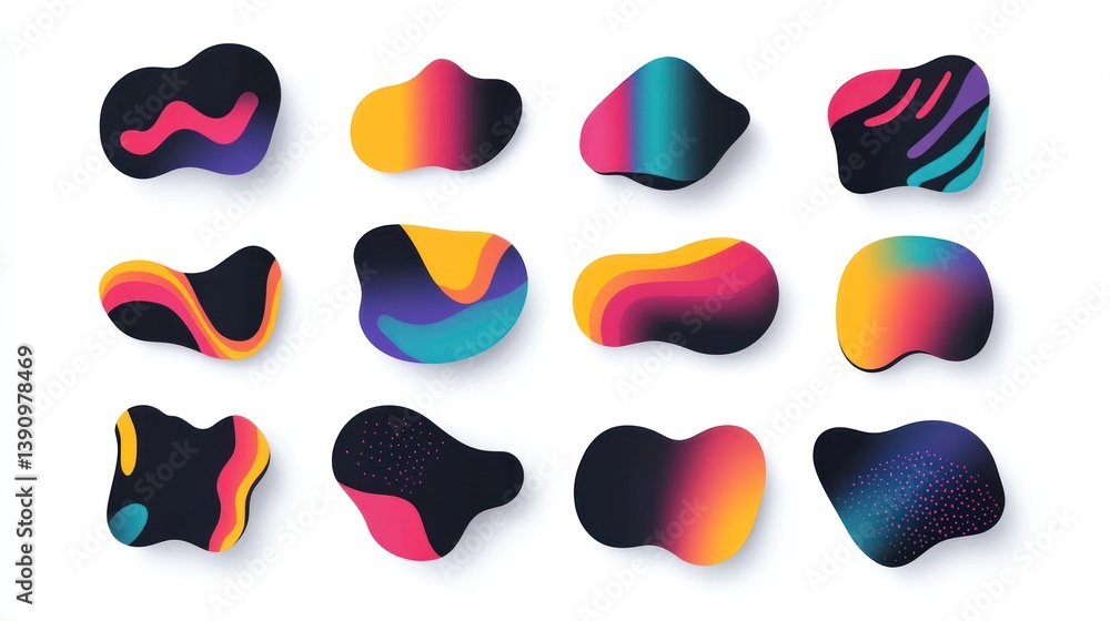 Poster Abstract Blob Shapes. Colorful Design Elements